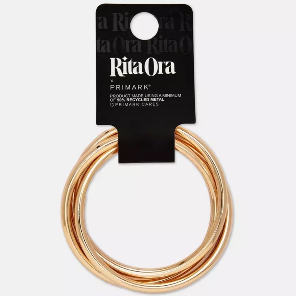 Primark X Rita Ora Collab : 3-Pack Gold Solid Bangles | NWT | Limited Edition